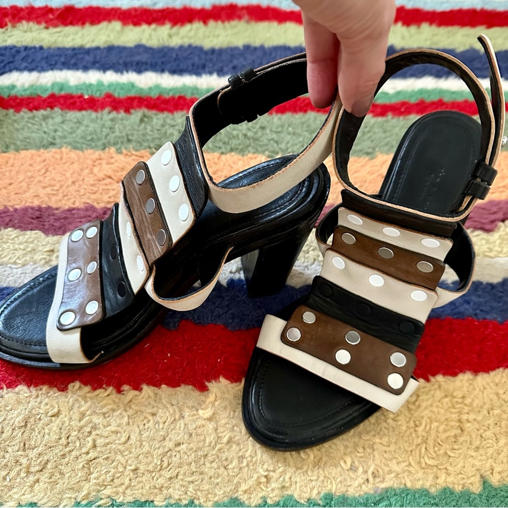 rag & bone Brown Striped Leather Sandals